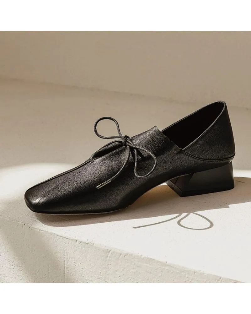 Solid Square Toes Heeled Oxford Shoes
