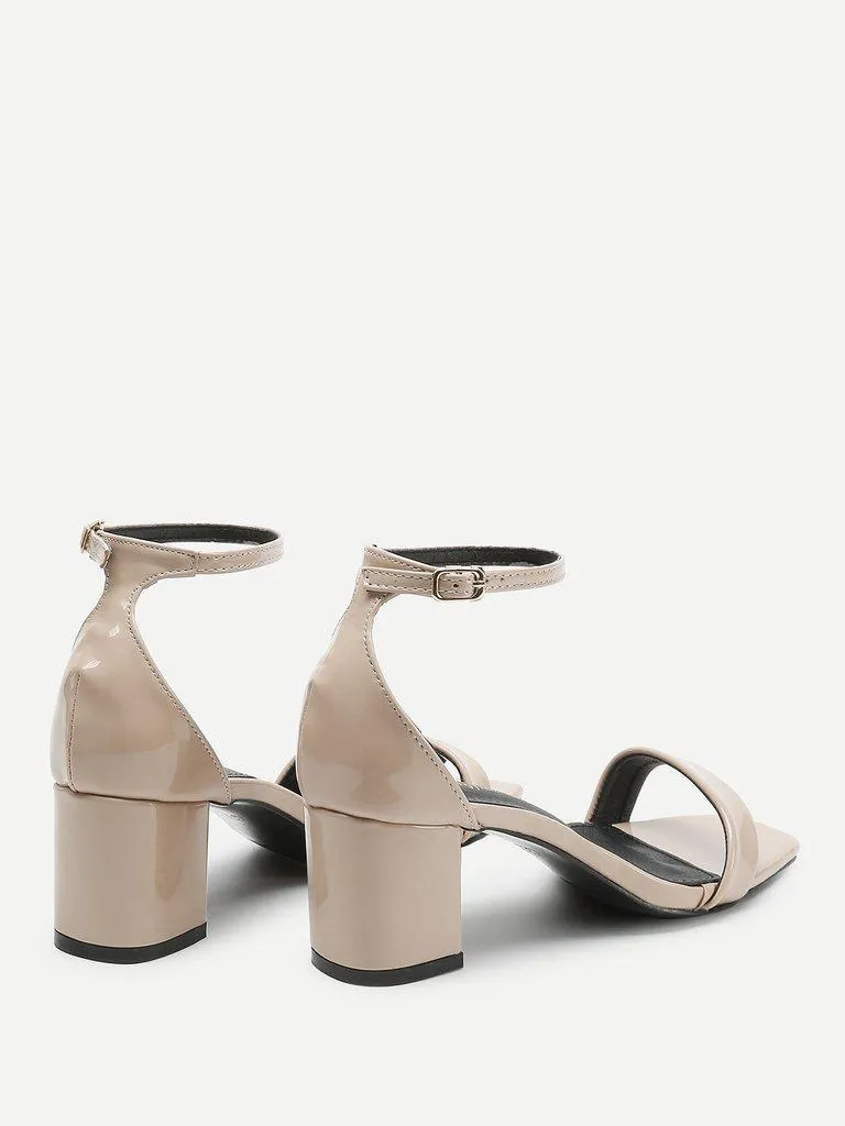 Square Toe Chunky Heeled Sandals