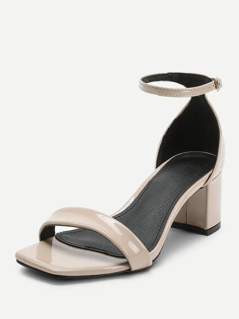Square Toe Chunky Heeled Sandals