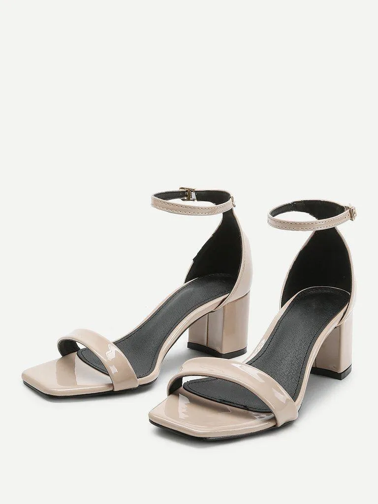 Square Toe Chunky Heeled Sandals