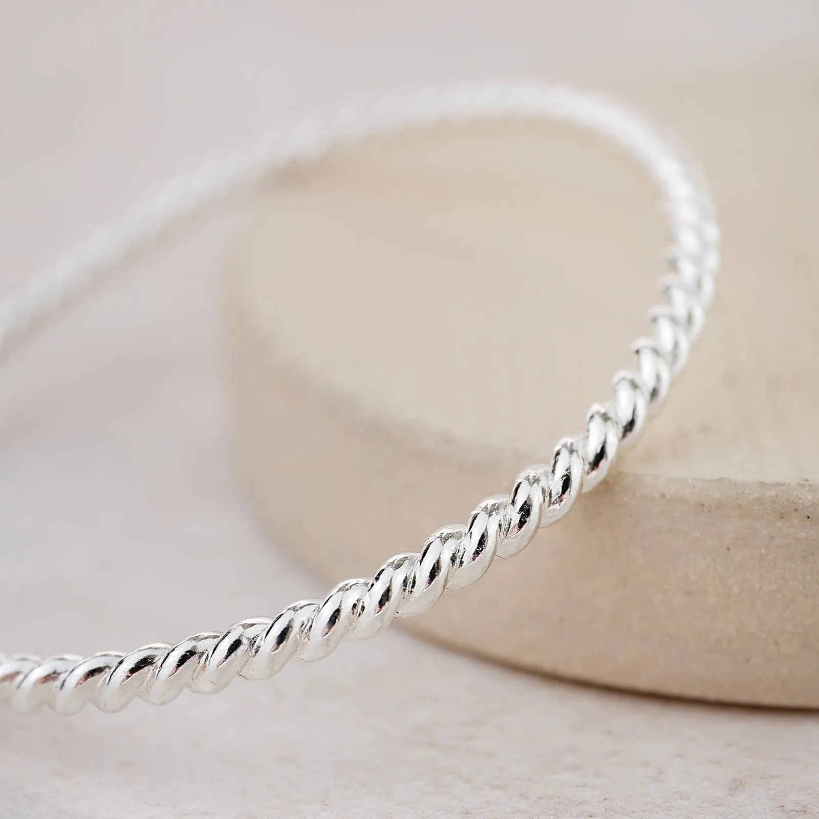 Sterling Silver Chunky Twist Bangle
