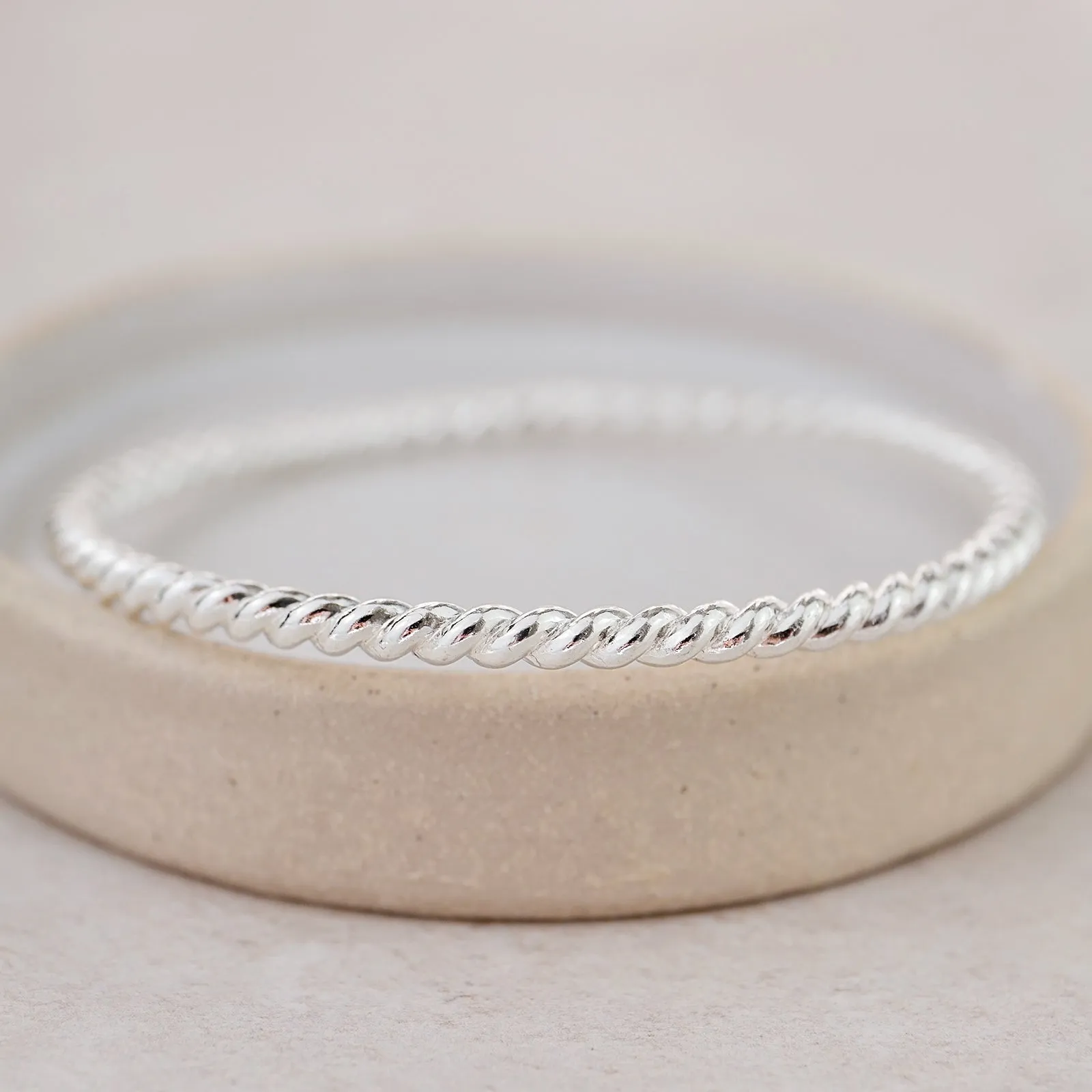 Sterling Silver Chunky Twist Bangle