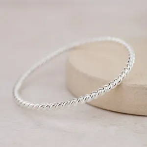 Sterling Silver Chunky Twist Bangle
