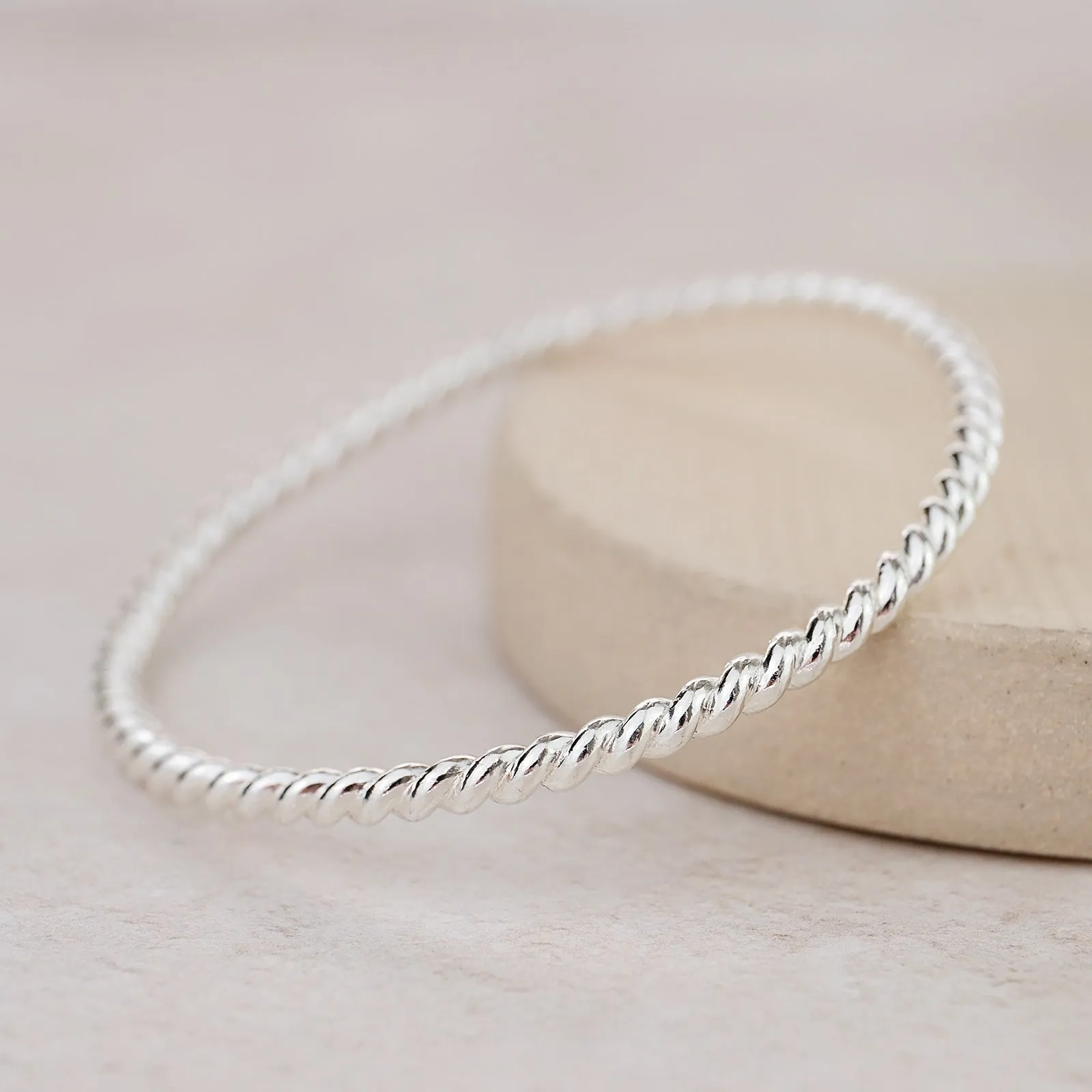 Sterling Silver Chunky Twist Bangle