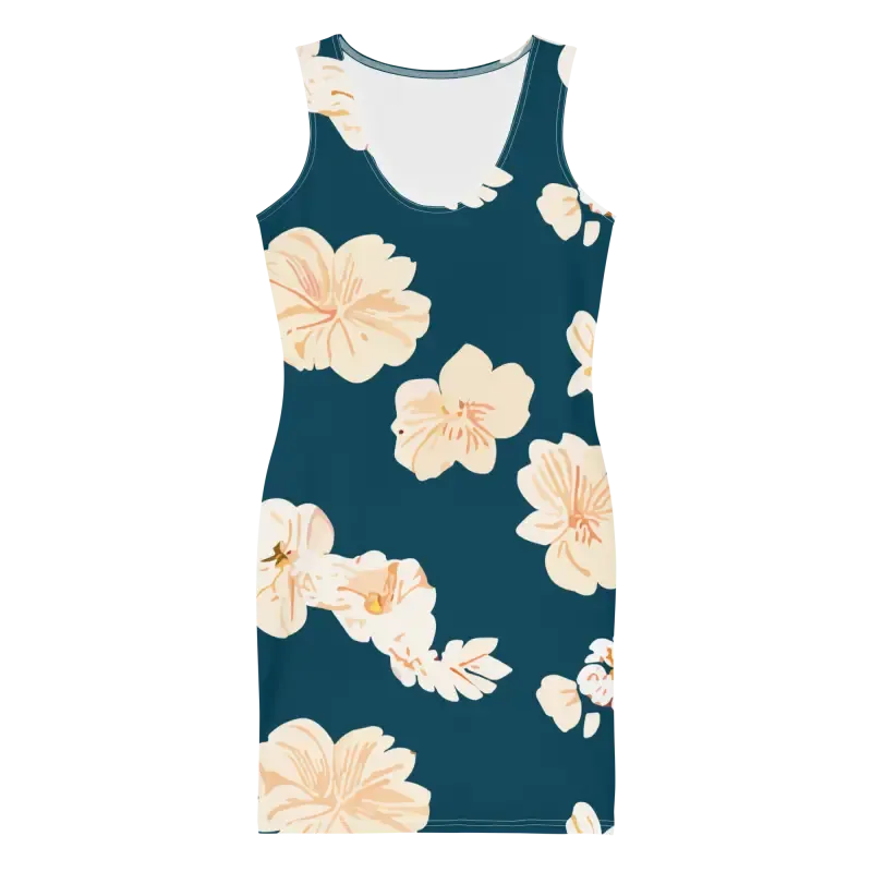 Stunning Teal Dress with Large Showy Flowers