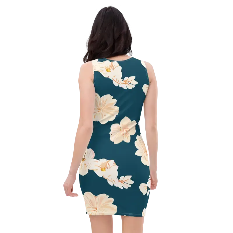 Stunning Teal Dress with Large Showy Flowers