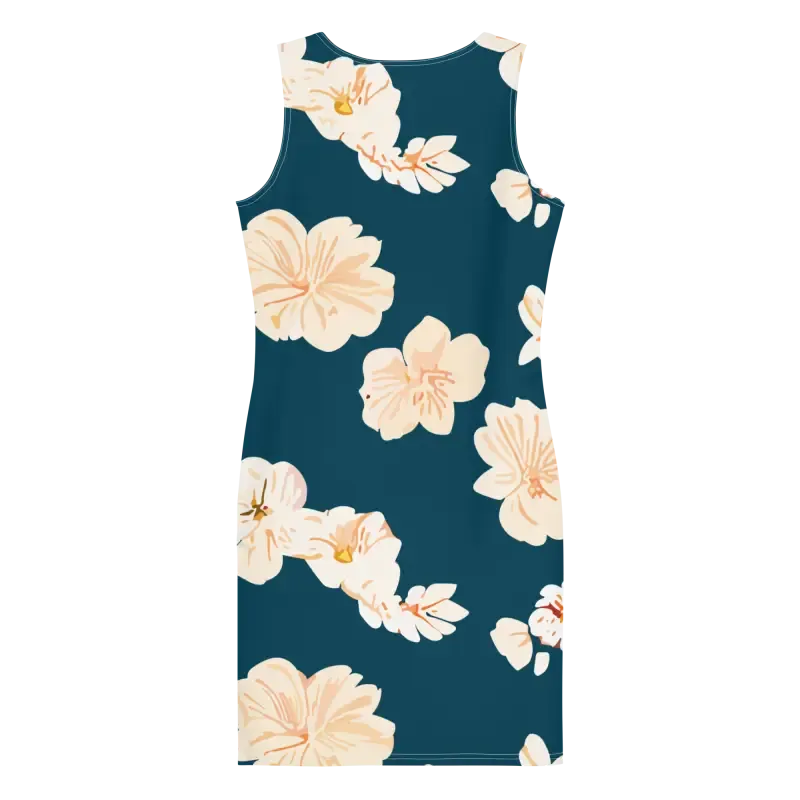 Stunning Teal Dress with Large Showy Flowers