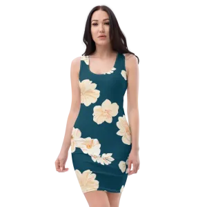 Stunning Teal Dress with Large Showy Flowers