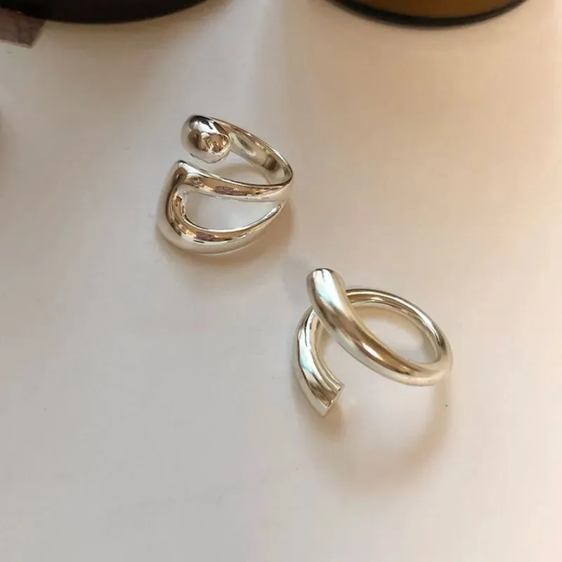 Stylish Silver Rings for Women Irregular Adjustable Chunky Ring Thumb Ring Statement Ring