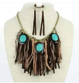 Suede Fringe Necklace
