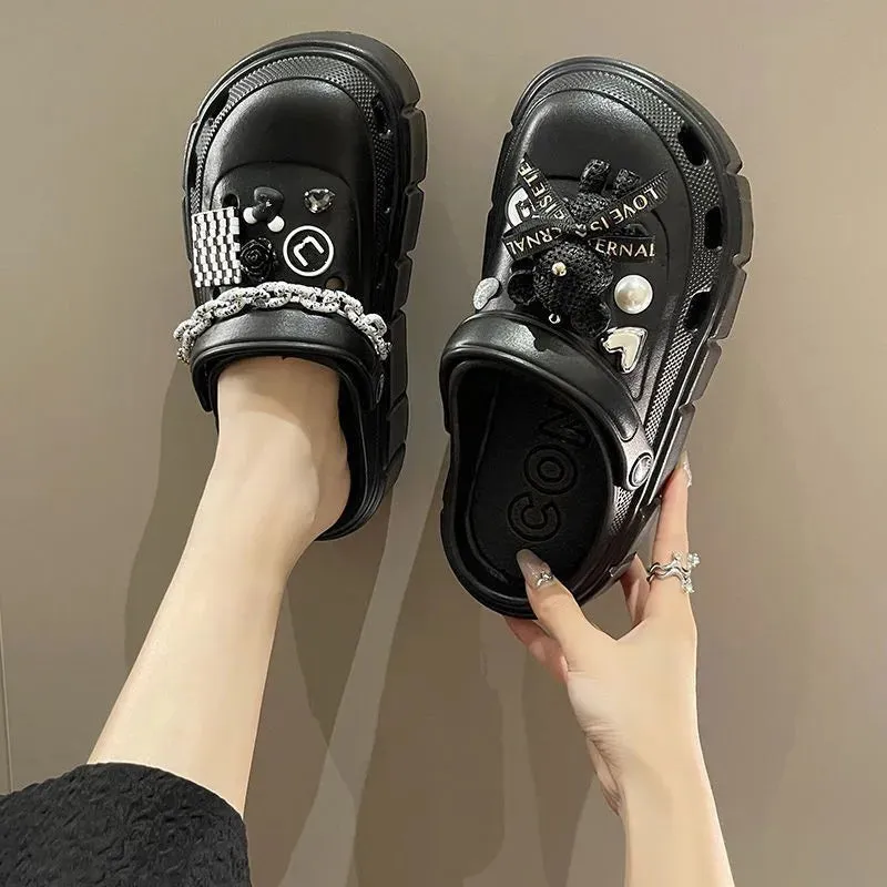 Summer Women Slippers Platform Clogs Outdoor Garden Shoes Female Pool Sandals Bathroom Flip Flops Mules Ladies Beach Slides