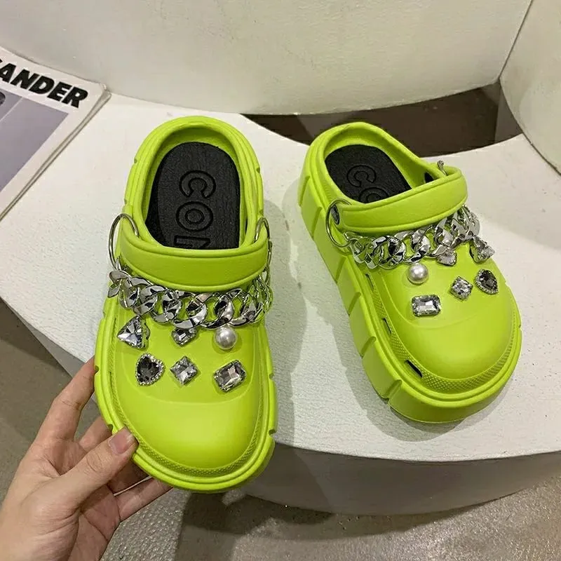 Summer Women Slippers Platform Clogs Outdoor Garden Shoes Female Pool Sandals Bathroom Flip Flops Mules Ladies Beach Slides