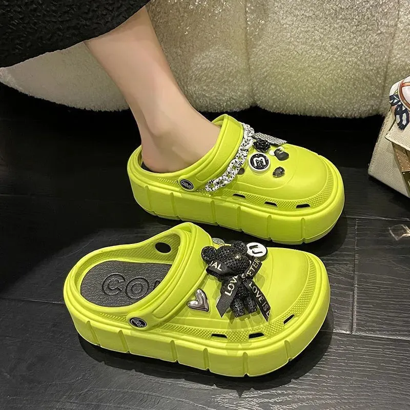 Summer Women Slippers Platform Clogs Outdoor Garden Shoes Female Pool Sandals Bathroom Flip Flops Mules Ladies Beach Slides