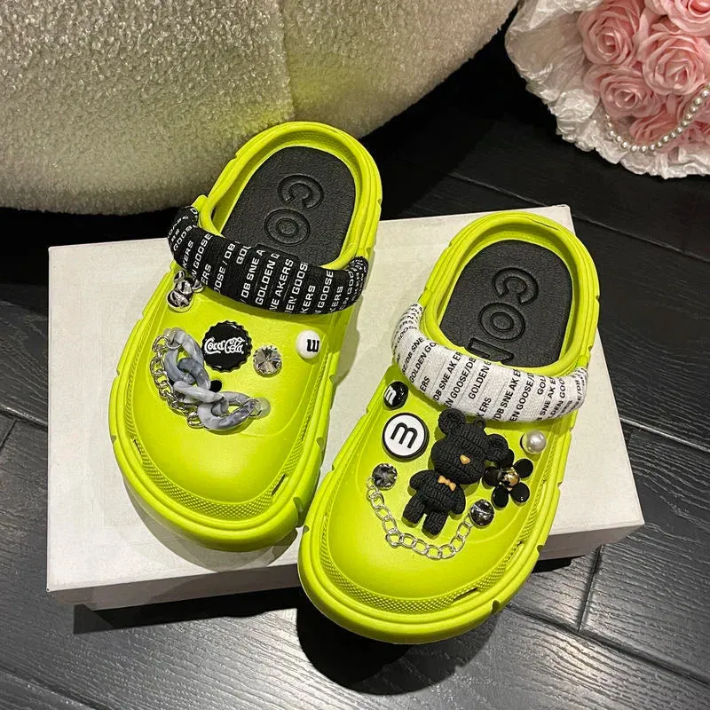 Summer Women Slippers Platform Clogs Outdoor Garden Shoes Female Pool Sandals Bathroom Flip Flops Mules Ladies Beach Slides