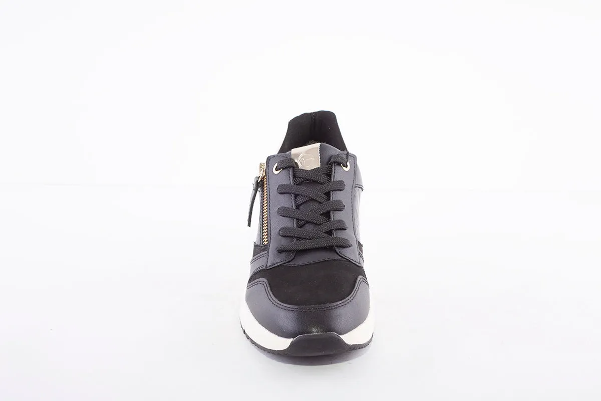 TAMARIS - 23702-048 - LACE-UP WEDGE FASHION TRAINER - BLACK