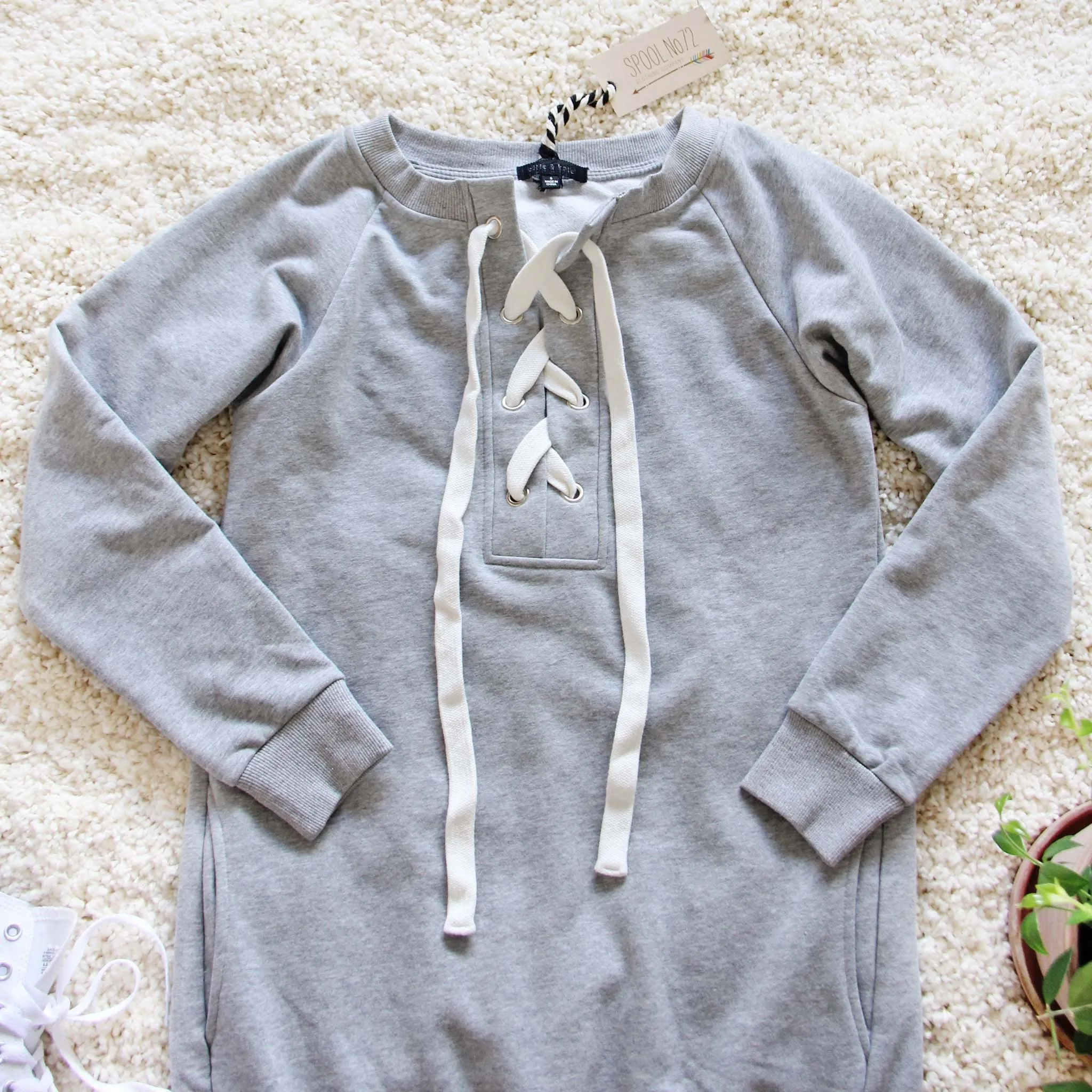 The Lace-up Sweatshirt Dress