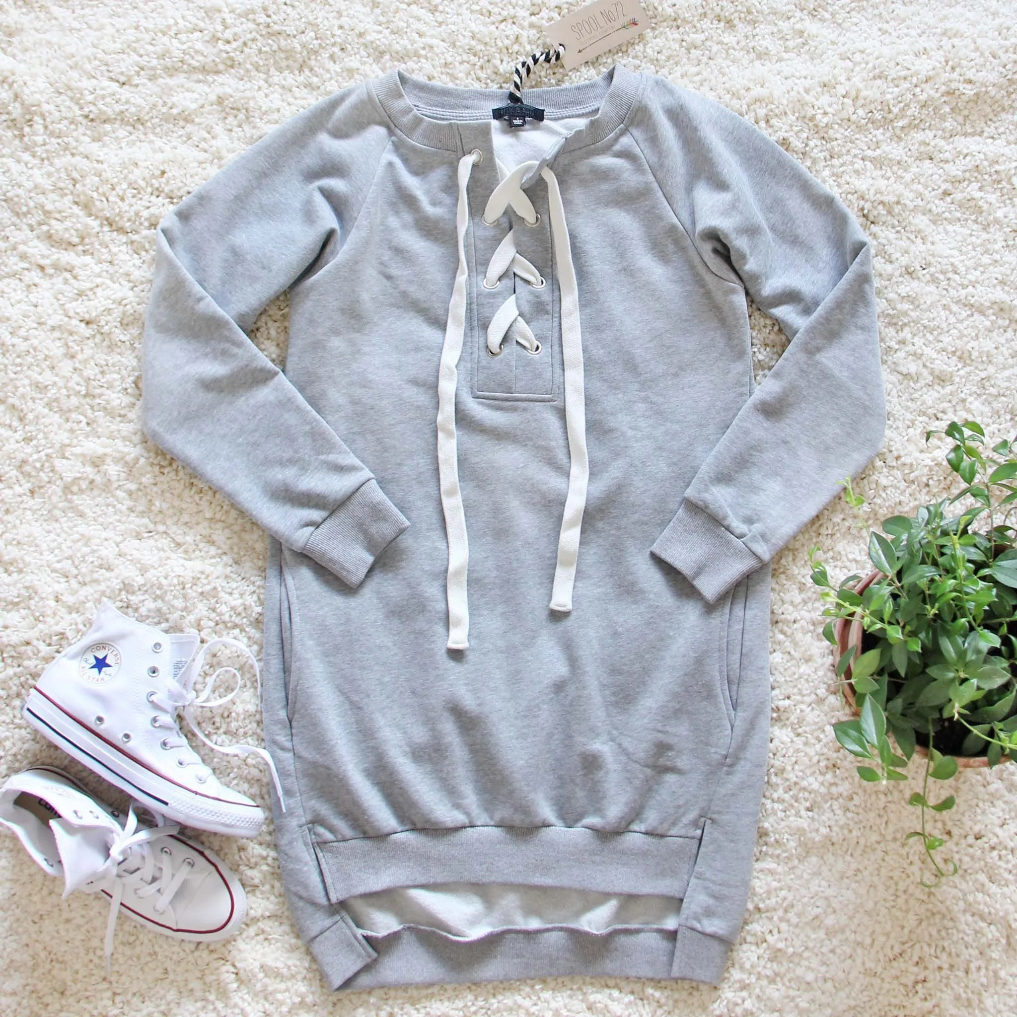 The Lace-up Sweatshirt Dress