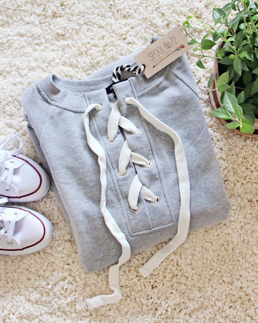 The Lace-up Sweatshirt Dress
