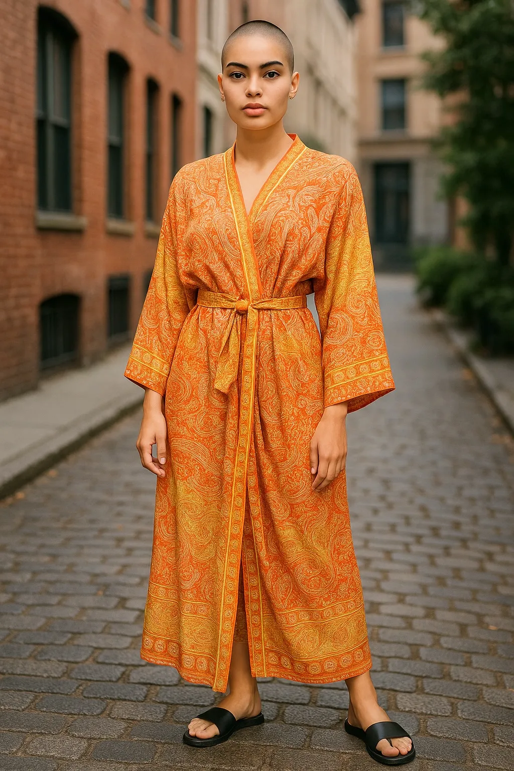 The Sunset Spice Silk Kimono Set