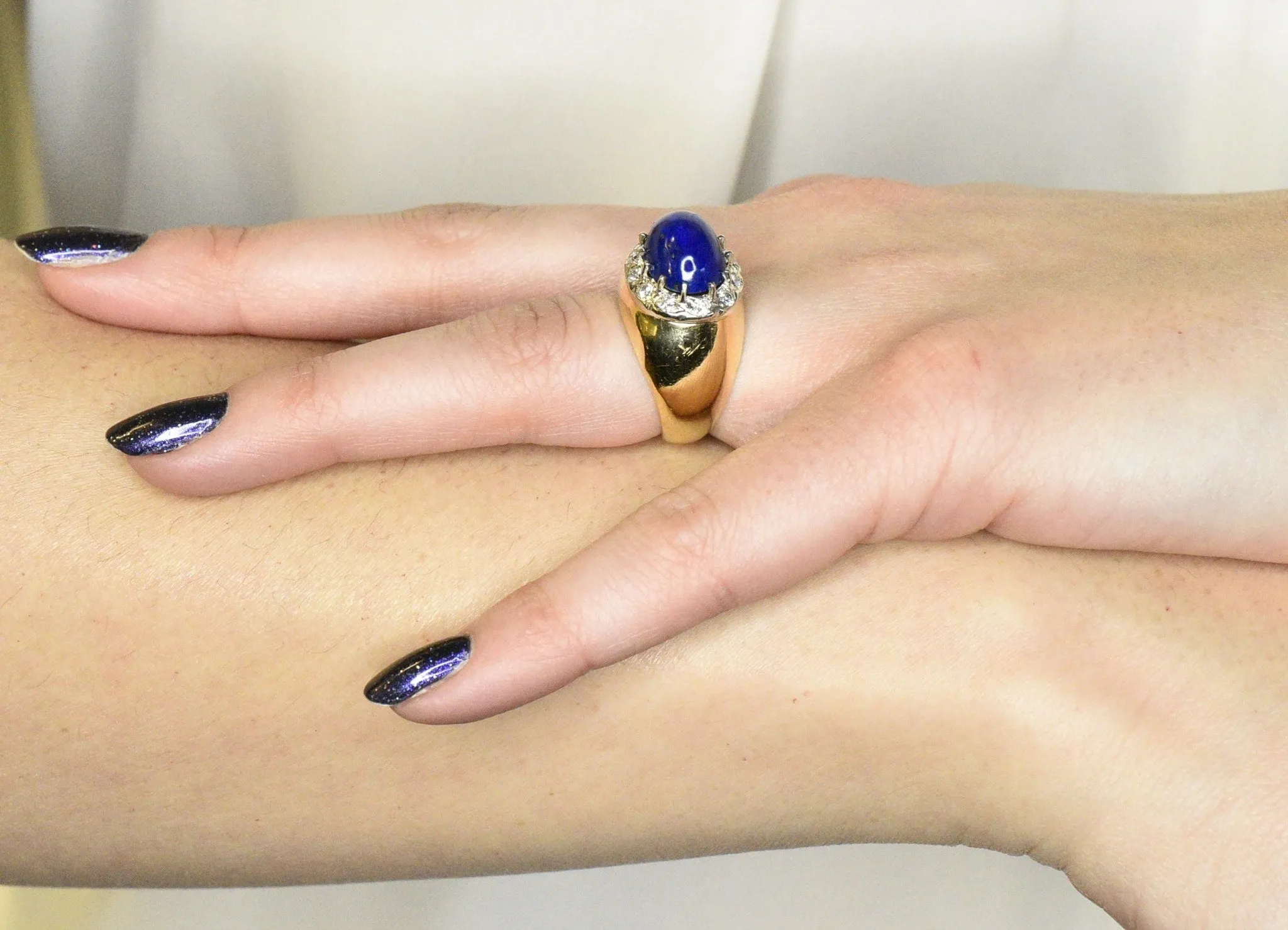 Tiffany & Co. Diamond Lapis Lazuli 18 Karat Gold Cocktail Ring