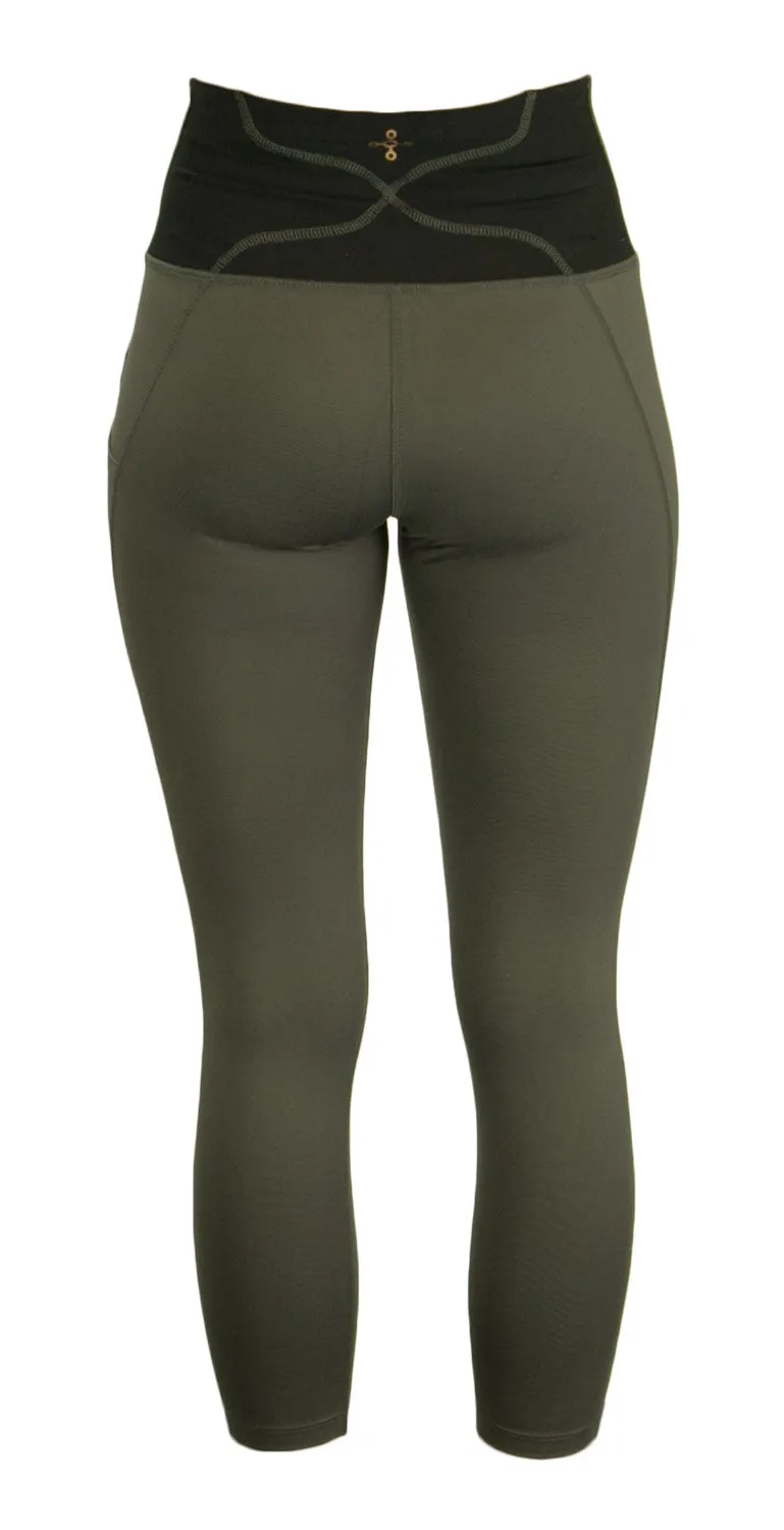 TOMMIE COPPER Women's Lower Back Support Capri Leggings, Slate Grey