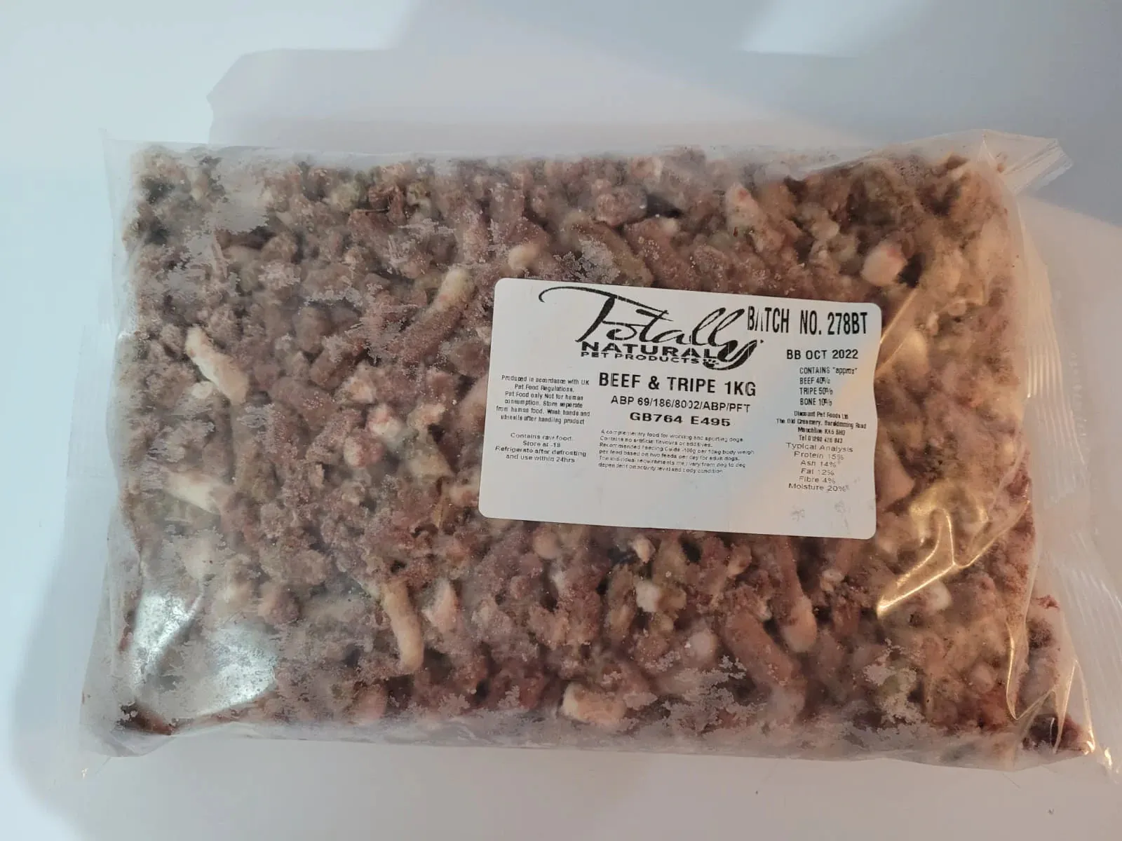 Totally Natural Raw dog Food - Beef and Tripe