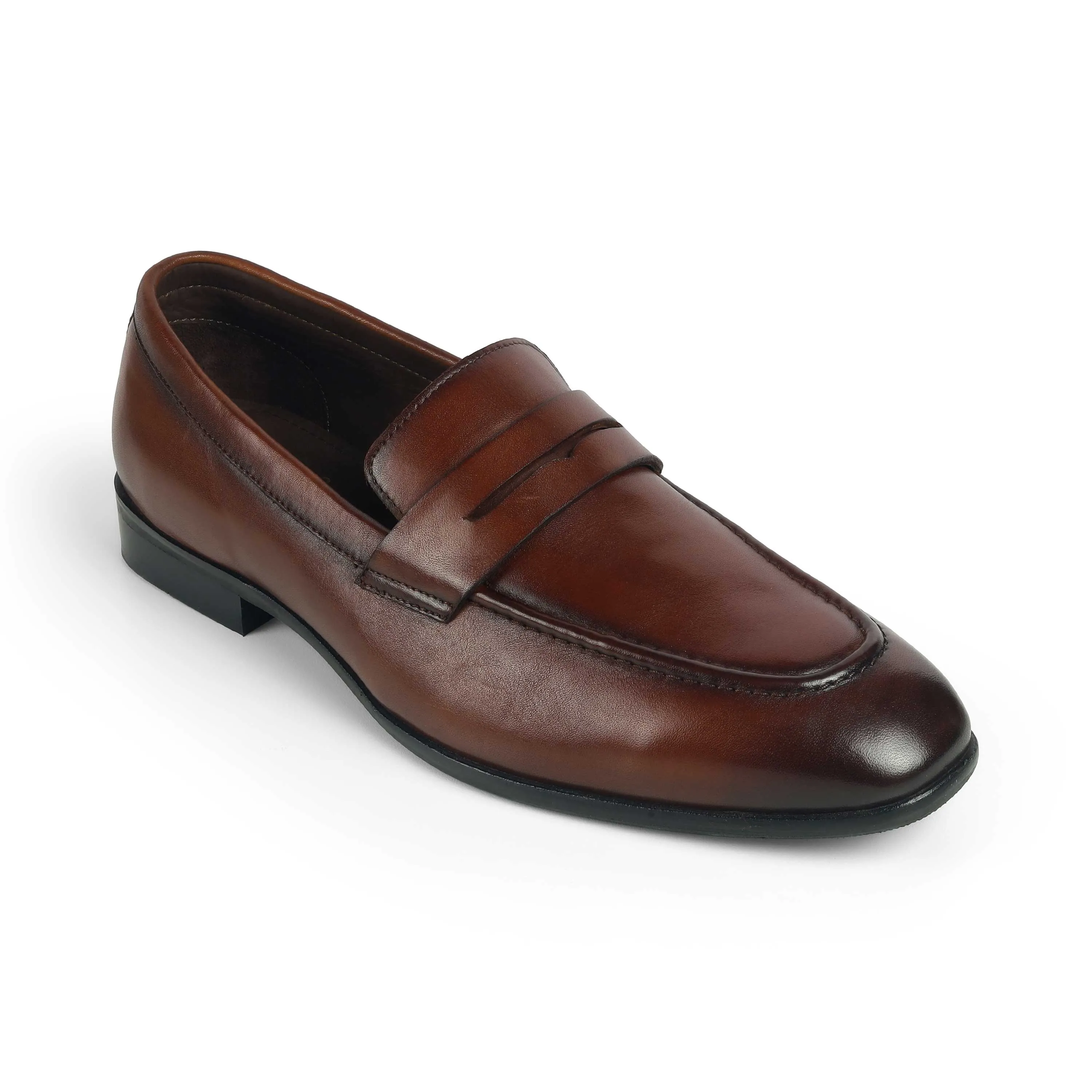 Tresmode Salved Cognac Men's Leather Penny Loafers