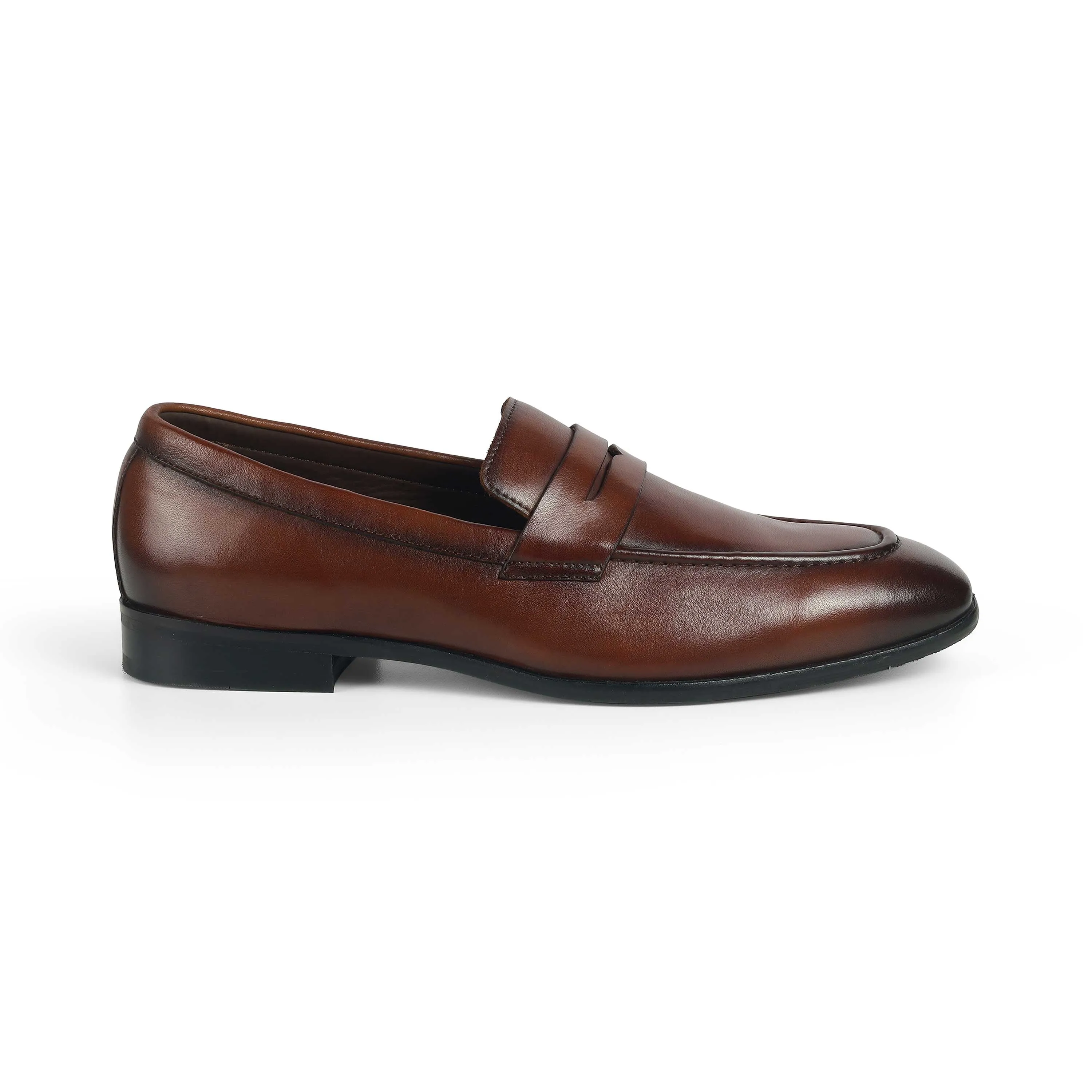 Tresmode Salved Cognac Men's Leather Penny Loafers