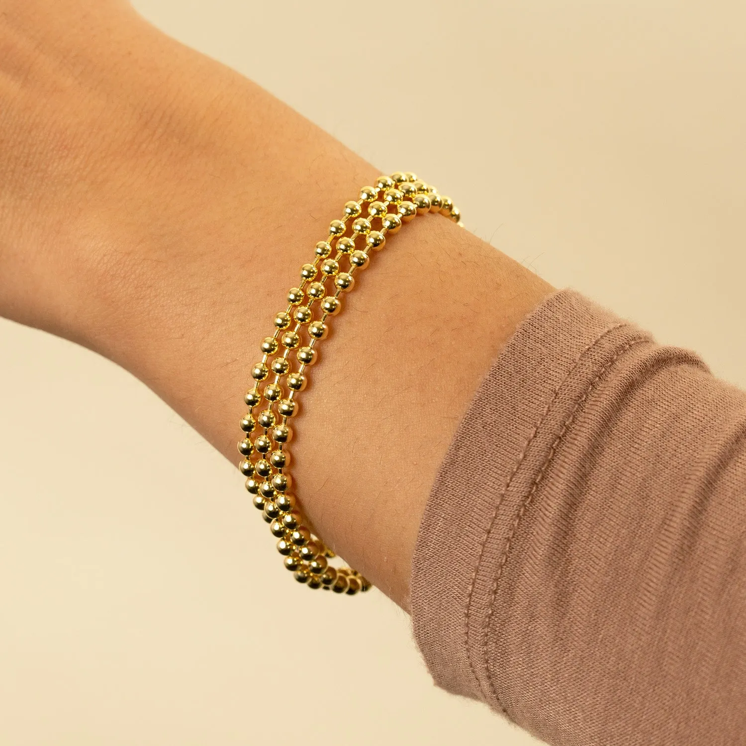 Triple Row Beaded Ball Bracelet