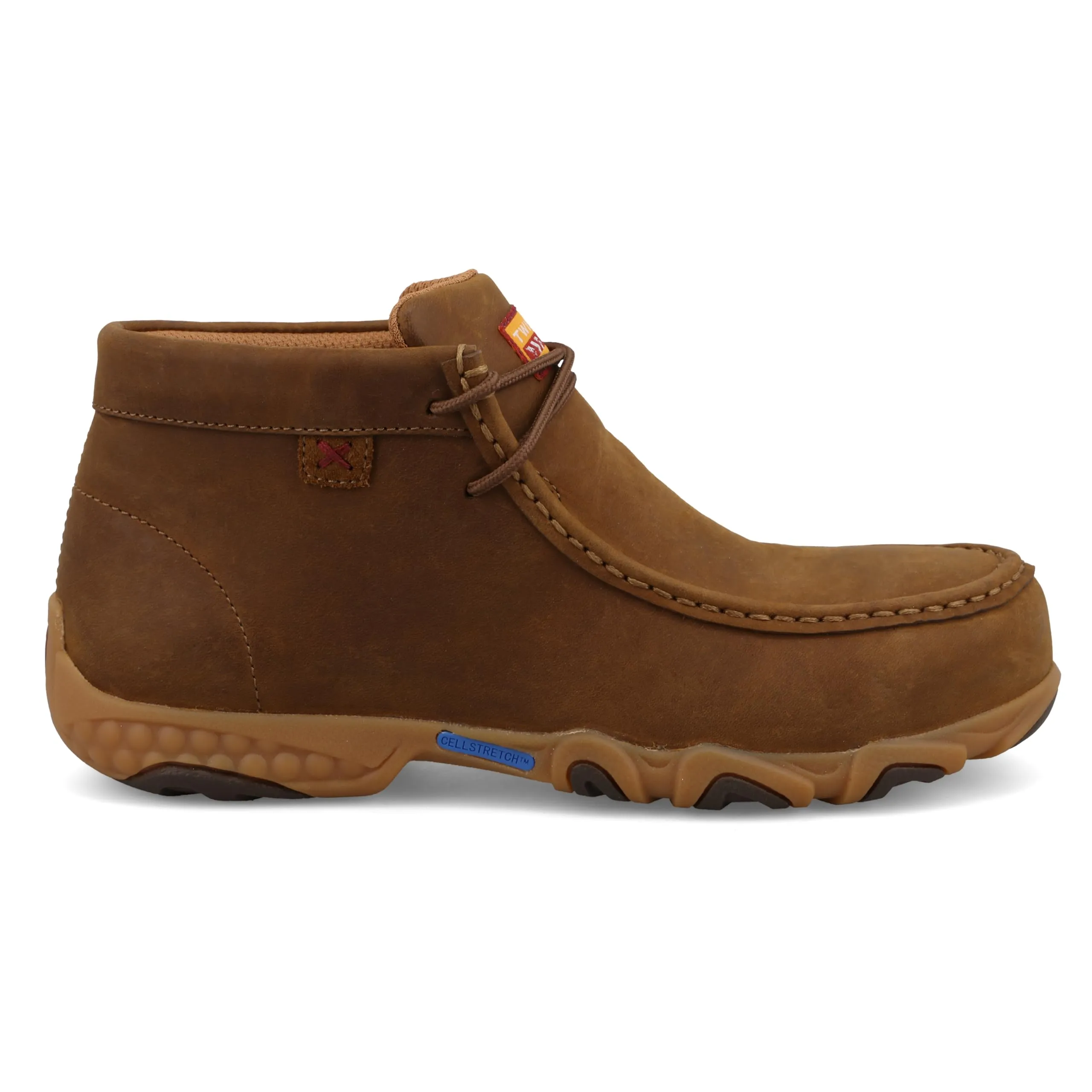 Twisted X Women's Work Chukka Driving Moc, Moc Toe Steel Toe with CellStretch, Pecan, 6.5 W