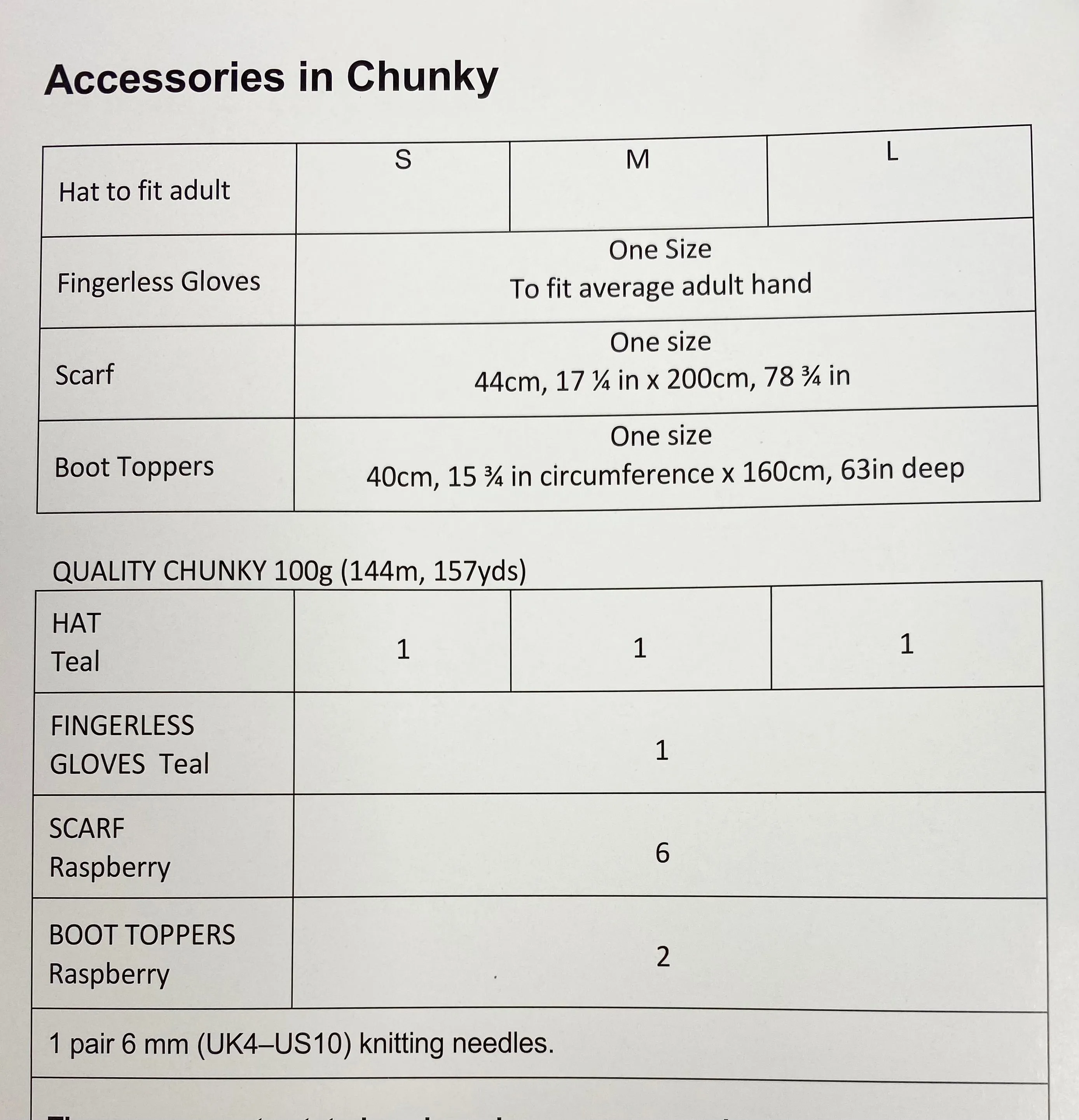 UKHKA 206 Knitting Pattern Ladies Accessories - Chunky