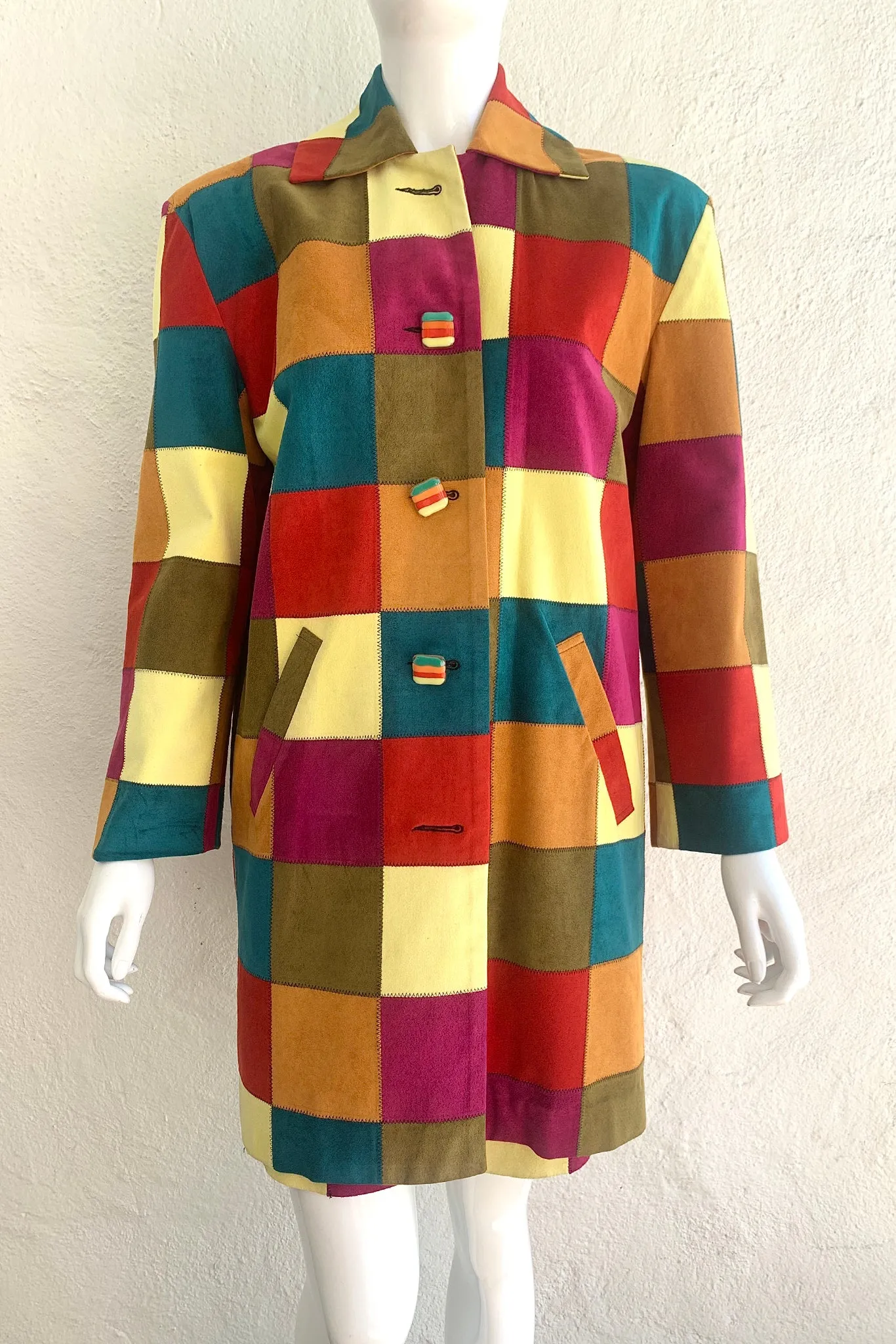 Ultrasuede Patchwork Coat & Skirt Set