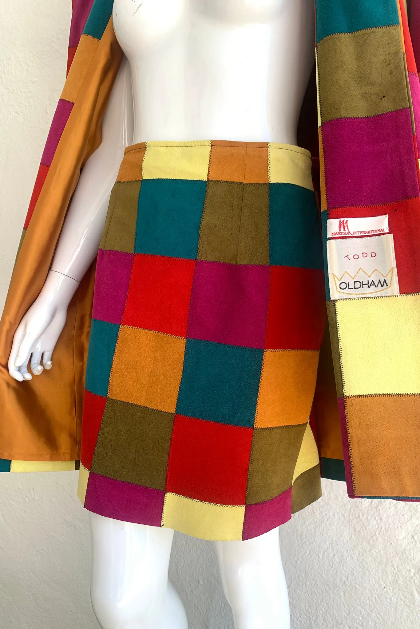 Ultrasuede Patchwork Coat & Skirt Set