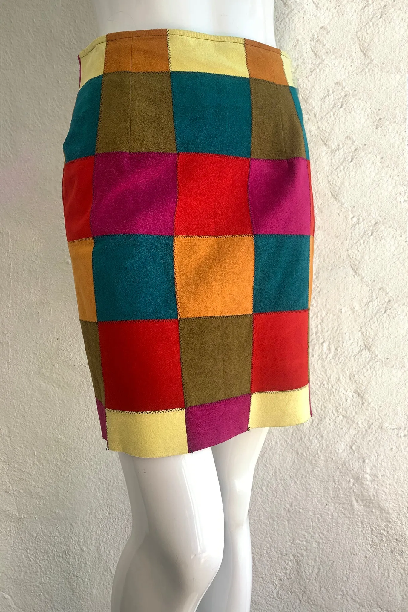 Ultrasuede Patchwork Coat & Skirt Set