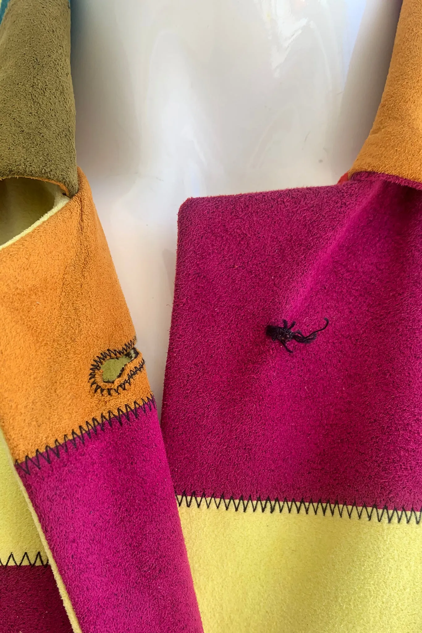 Ultrasuede Patchwork Coat & Skirt Set