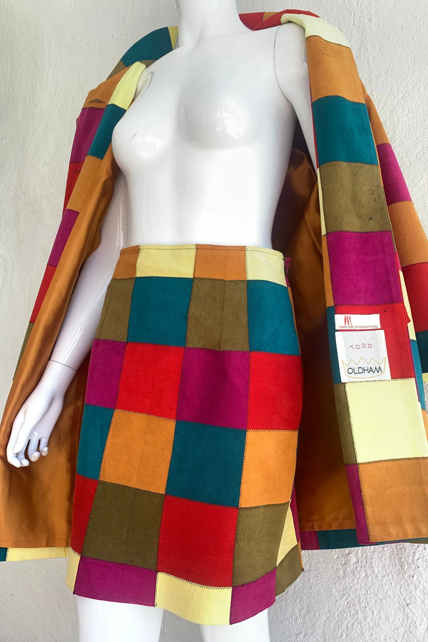Ultrasuede Patchwork Coat & Skirt Set