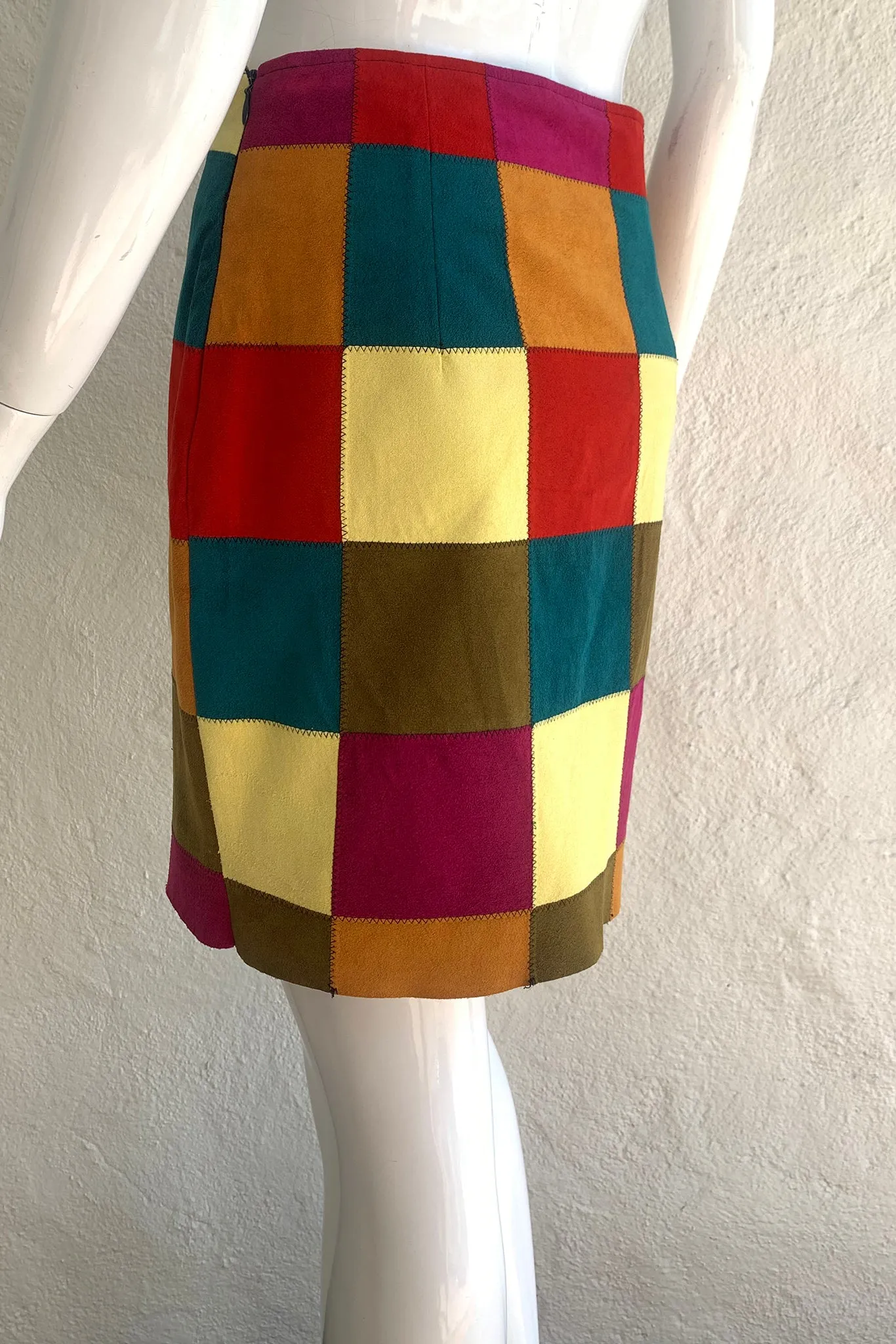 Ultrasuede Patchwork Coat & Skirt Set