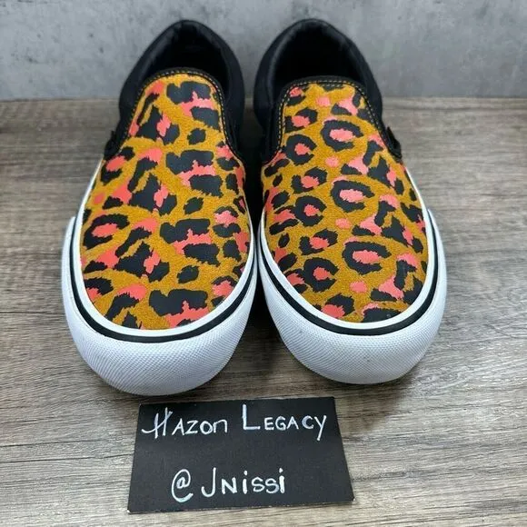 Vans Ultracush~Men’s~Pro Leopard Blk. Inca Gold Orange Pattern Sneakers~Sz 10.5