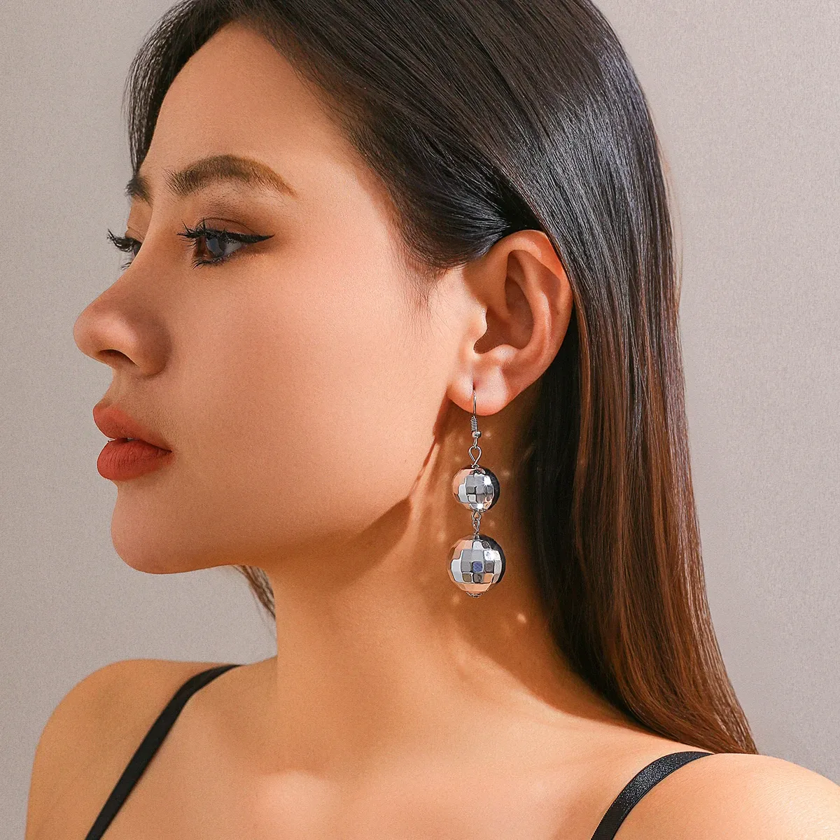 Vintage Acrylic Disco Ball Drop Earrings