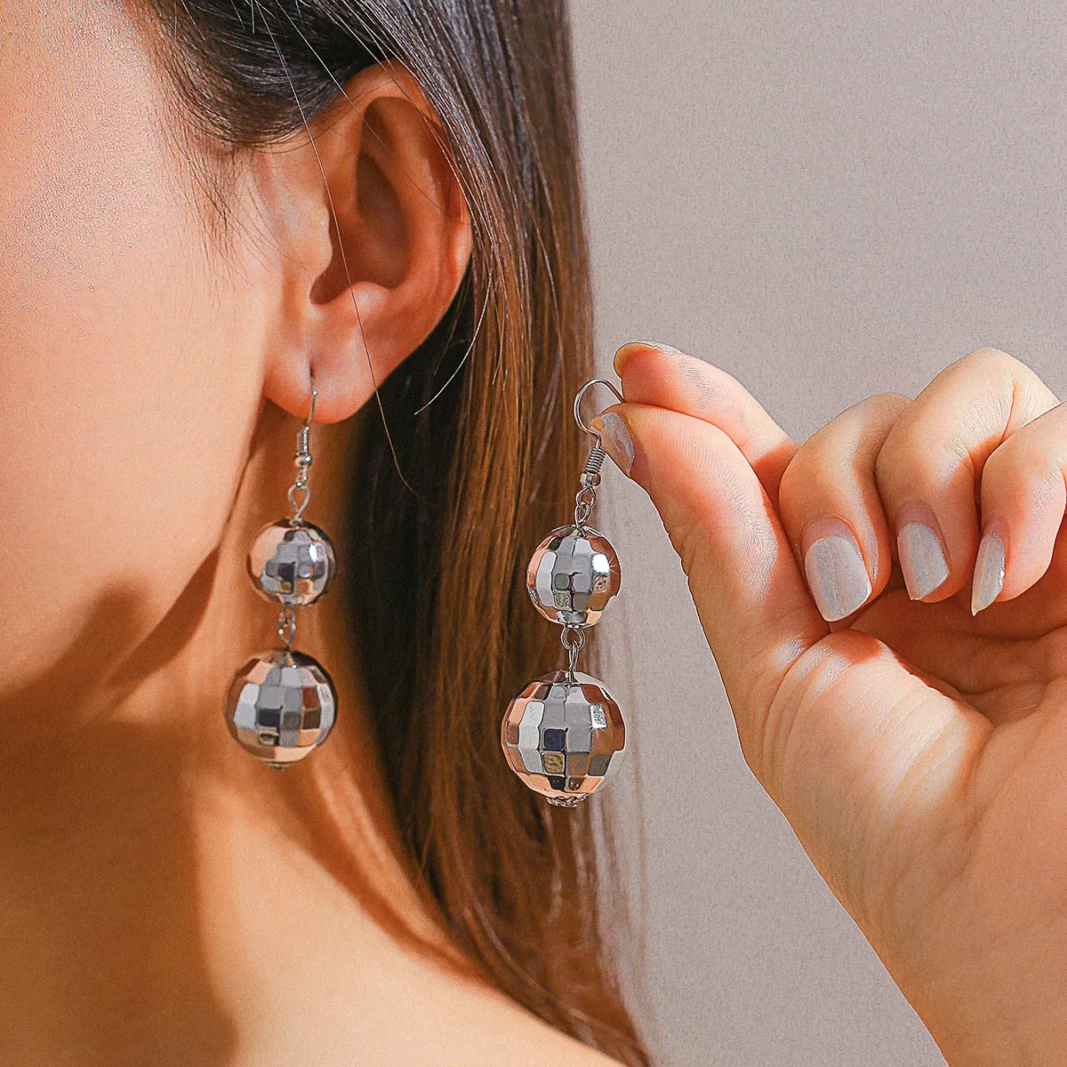 Vintage Acrylic Disco Ball Drop Earrings