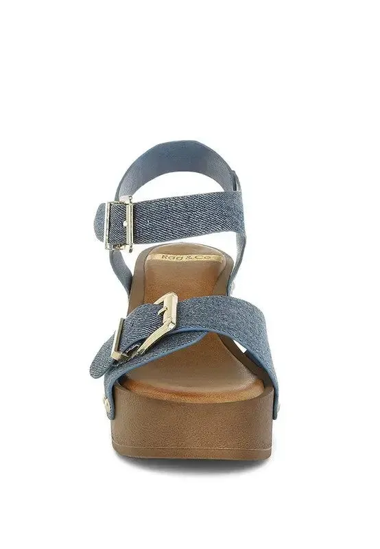 Vipasa Studded Denim Clog Sandals