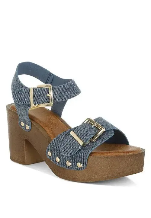 Vipasa Studded Denim Clog Sandals