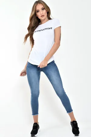 White ABCD Slogan T-Shirt - Jaycee