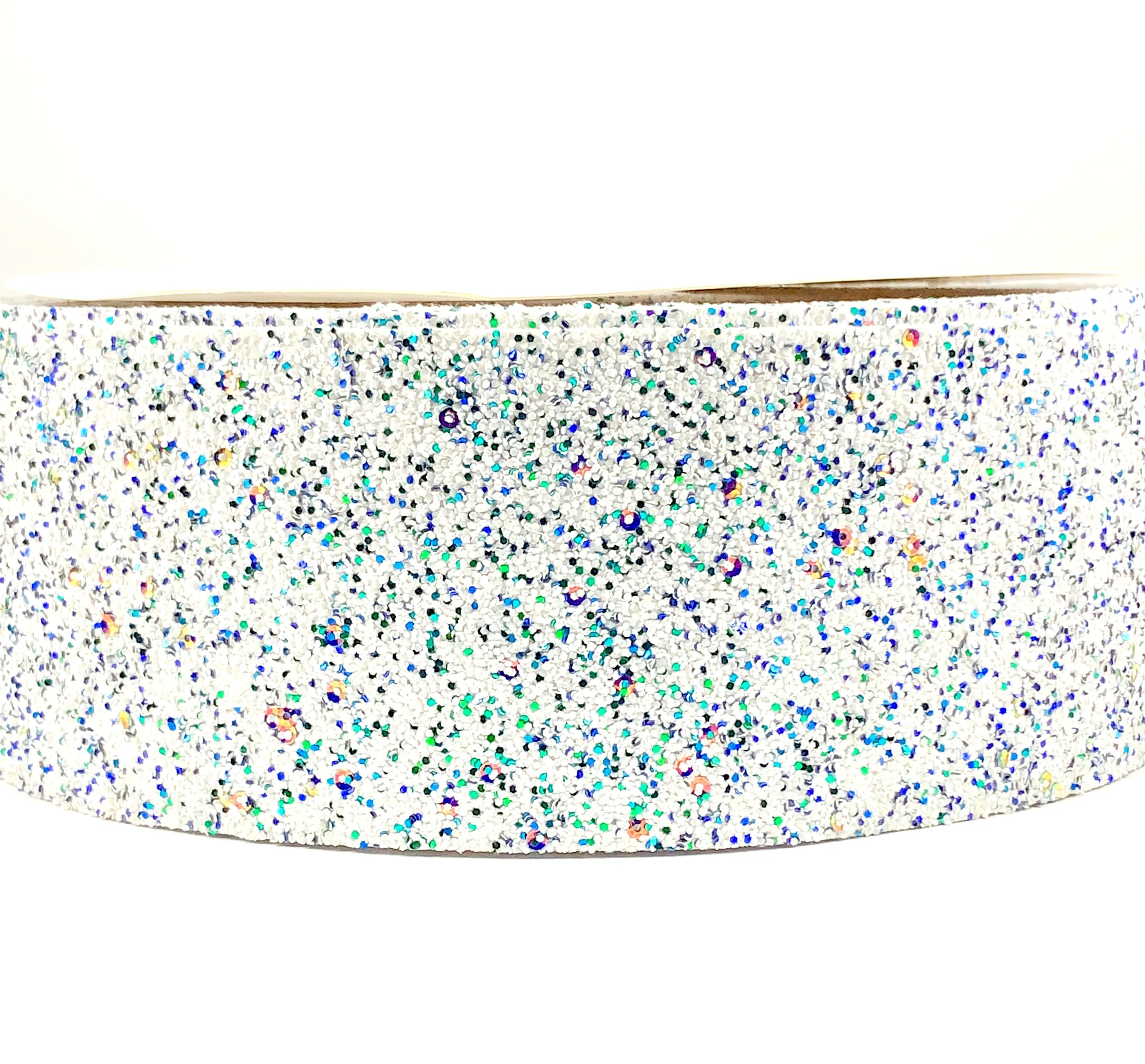 White Multicolor Chunky 3" Glitter Ribbon