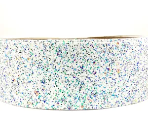 White Multicolor Chunky 3" Glitter Ribbon