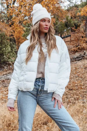 White Zip Up Puffer Jacket - FINAL SALE