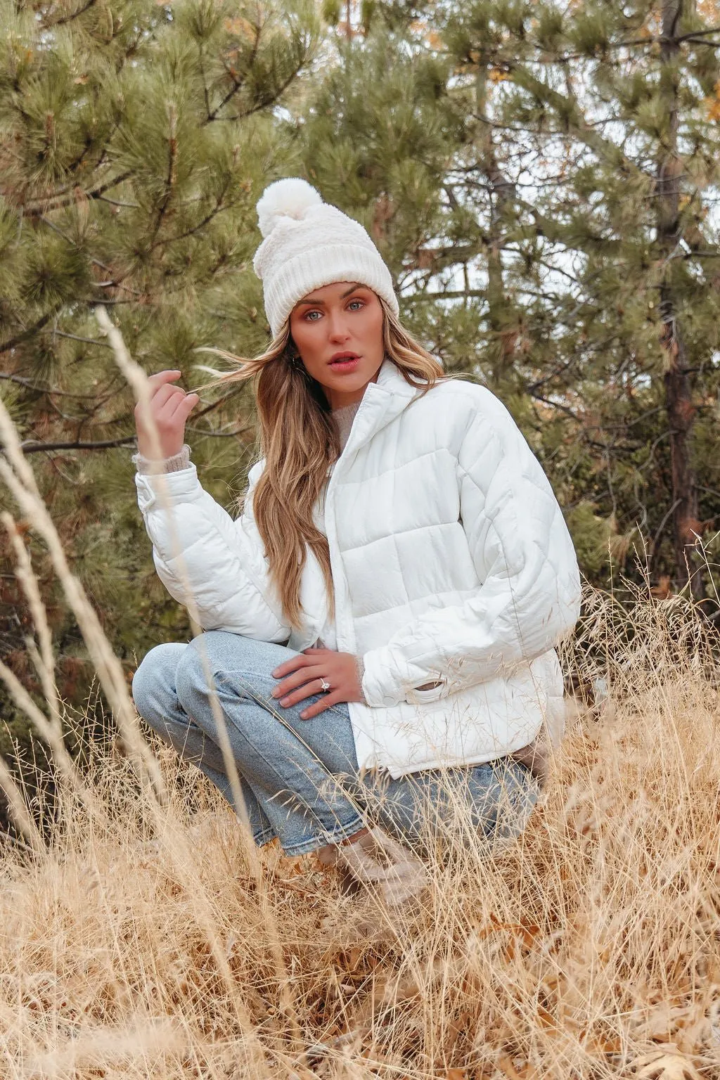 White Zip Up Puffer Jacket - FINAL SALE