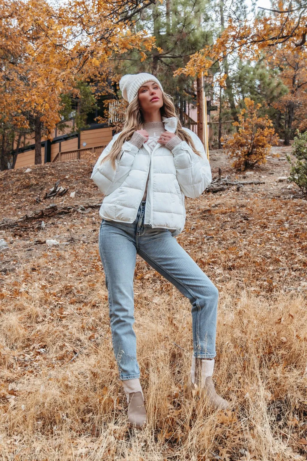 White Zip Up Puffer Jacket - FINAL SALE
