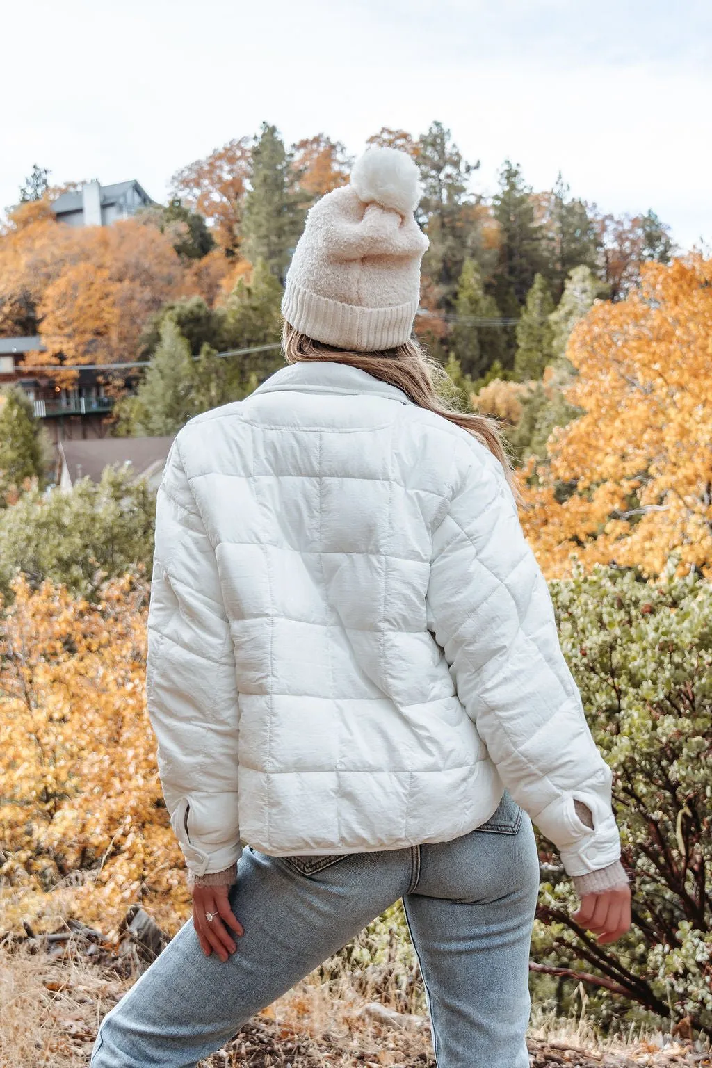 White Zip Up Puffer Jacket - FINAL SALE