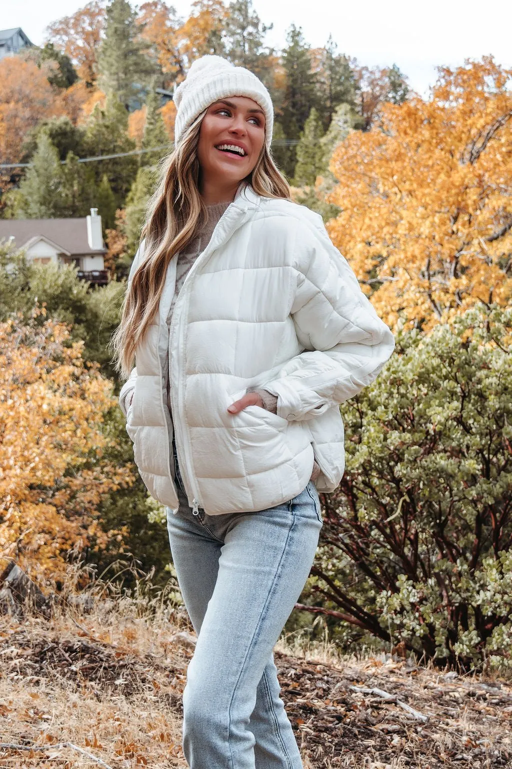White Zip Up Puffer Jacket - FINAL SALE